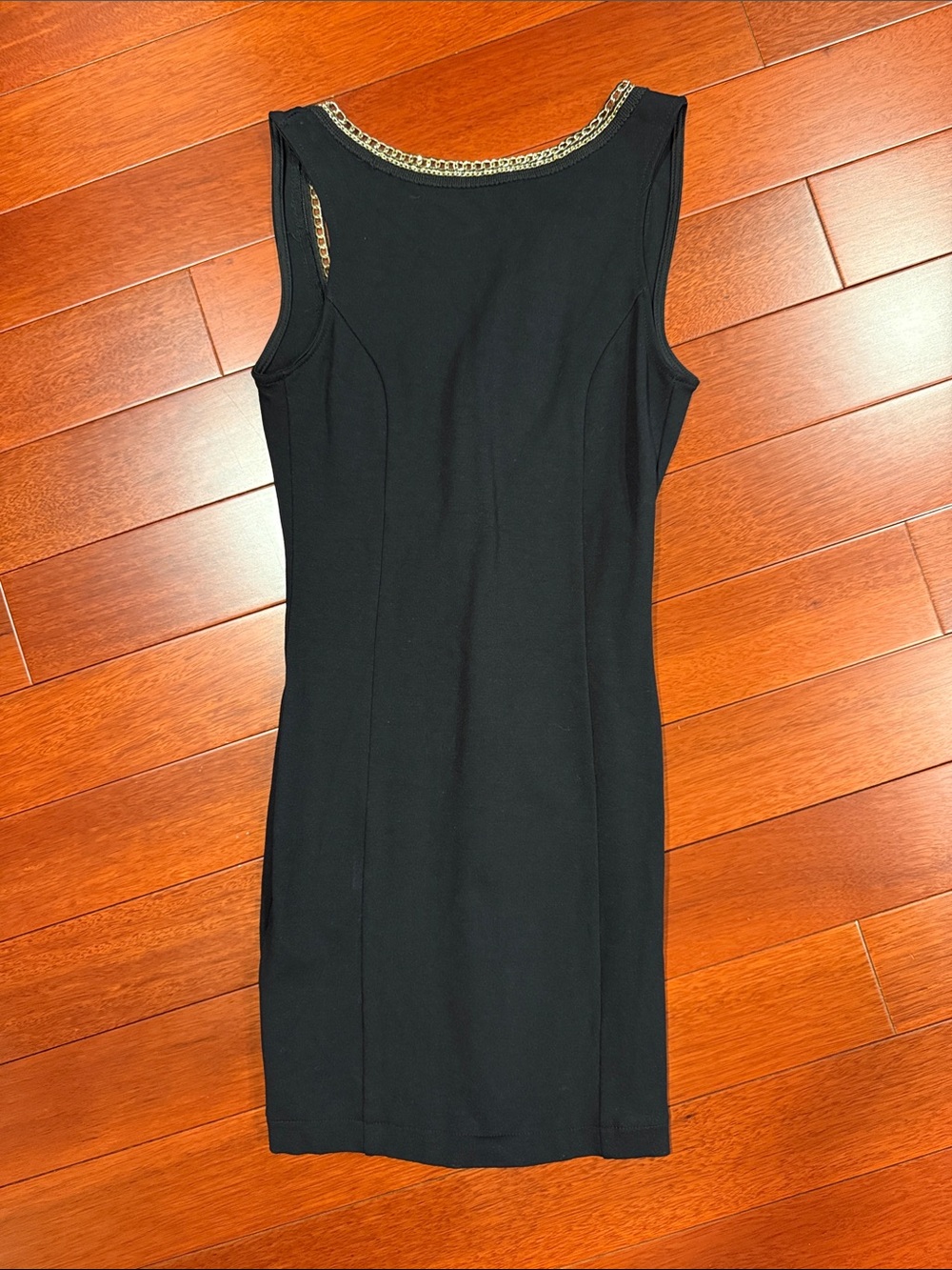 Black Sleeveless Chain-Trim Bodycon Dress